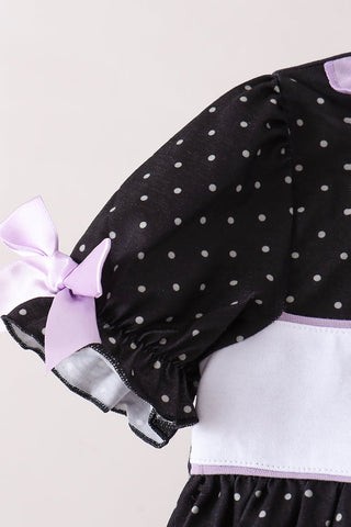 Black ghost spider embroidery ruffle dress