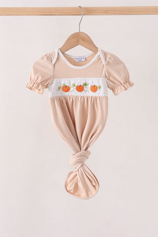 Khaki Pumpkin Embroidery Gown