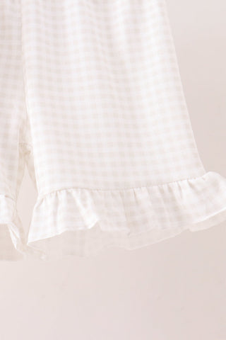 Khaki Pumpkin Smocked Ruffle Shorts Set