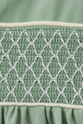 Sage collar smocked lace bloomer set