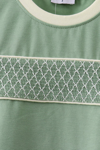 Sage smocked pants set