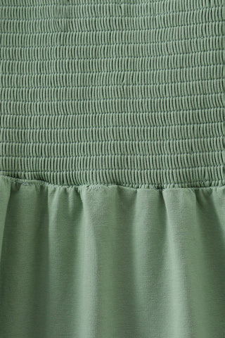 Sage smocked mom dress