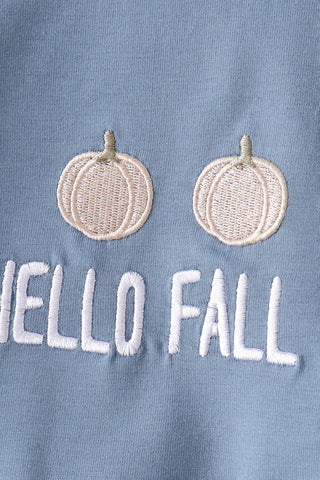 Blue Hallo Fall Y'ALL Pumpkin Shorts Set