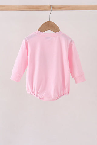 Pink football bow sequin bubble