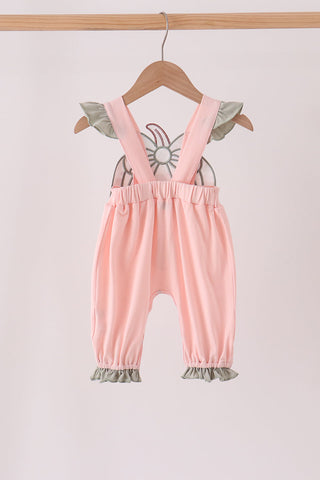 Pink pumpkin bow applique ruffle romper