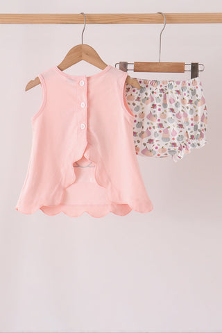 Pink pumpkin bow applique bloomer set