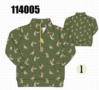 Green mallard zip pullover