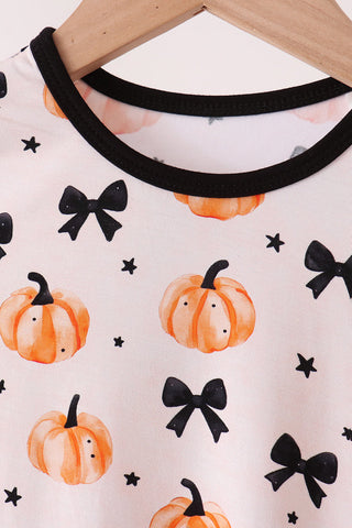 Bow pumpkin bamboo pajama set
