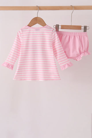 Pink football sequin stripe bloomer set
