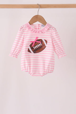 Pink football sequin stripe bubble