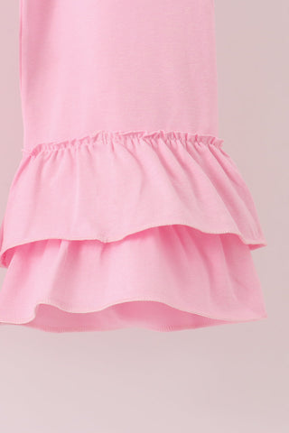 Pink football sequin stripe ruffle pants set