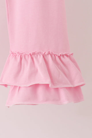 Pink football sequin stripe ruffle pants set