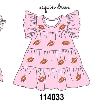 Pink football sequin tiered dress