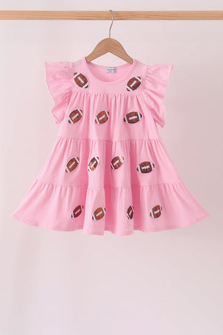 Pink football sequin tiered dress