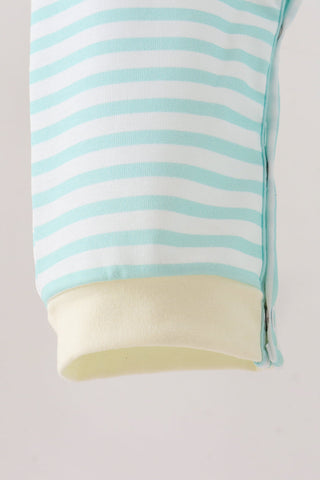 Green excavator french knot stripe romper
