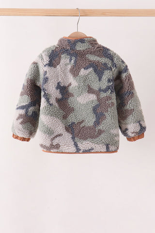 Neutral camouflage fleece jacket