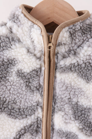 Grey camouflage fleece jacket
