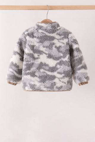 Grey camouflage fleece jacket