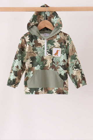 Camouflage puppy embroidery hoodie