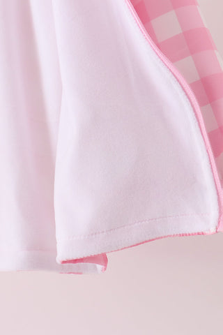 Pink floral embroidery gingham raincoat