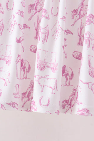 Pink Cowboy boots Smocked Bloomer Set