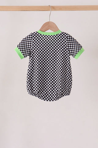 Black car embroidery checkered bubble