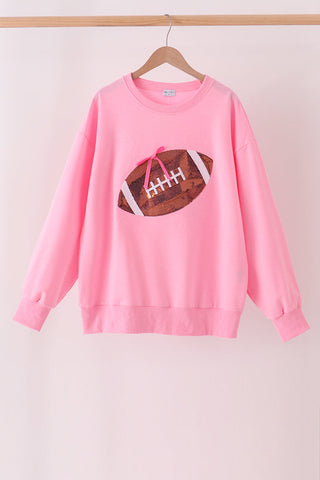 Pink football sequin mom&me top