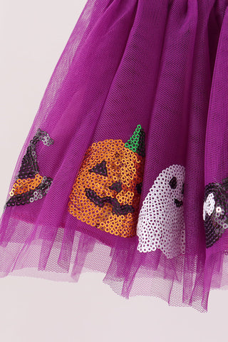 Purple pumpkin ghost sequin tutu skirts