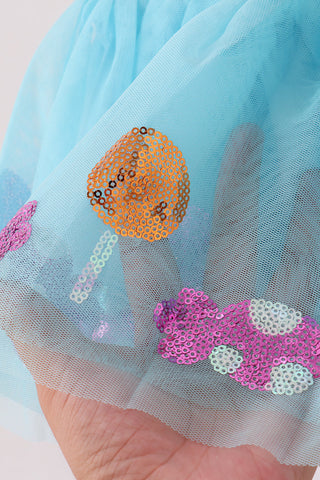 Blue sweet sequin tutu skirts
