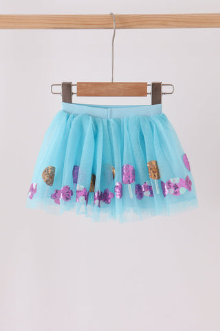 Blue sweet sequin tutu skirts