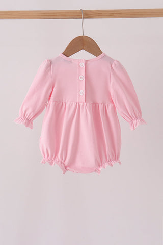 Pink Lil sister embroidery ruffle bubble