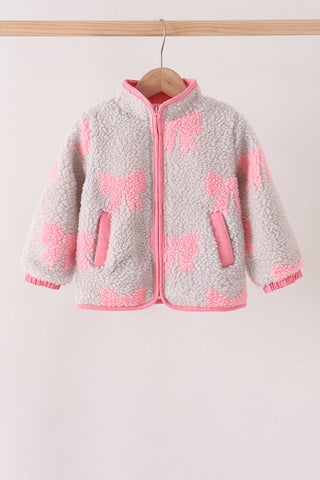 Pink bow fleece jacket