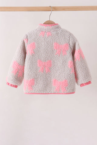 Pink bow fleece jacket
