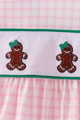 Pink Plaid Gingerbread Embroidery Bloomer Set