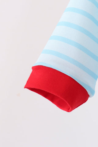 Blue Milk Santa Cookies Stripe Romper