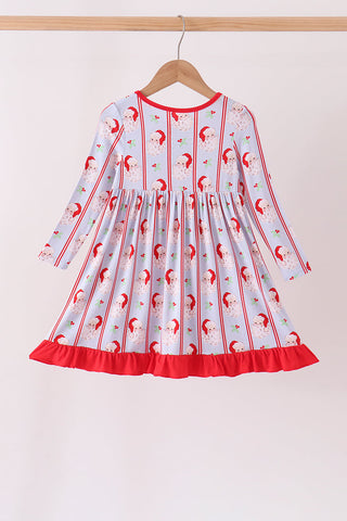 Blue santa claus bamboo ruffle dress