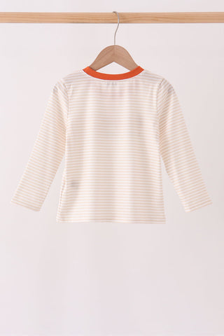 Cream turkey pumpkin embroidery top