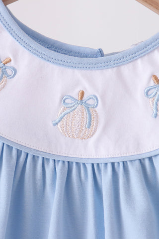 Blue pumpkin embroidery ruffle bloomer set