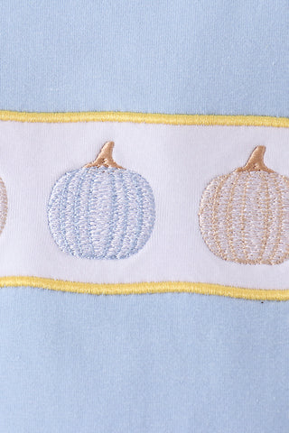 Blue pumpkin embroidery top