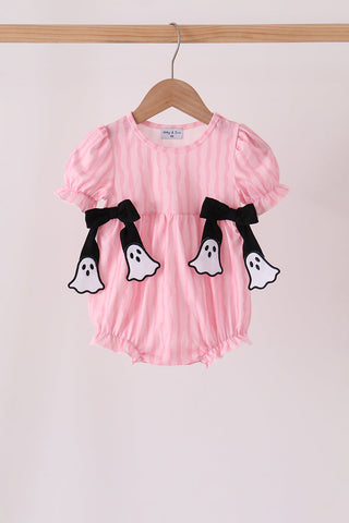 Pink ghost applique stripe bubble