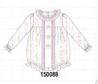 Pink floral turkey embroidery ruffle bubble