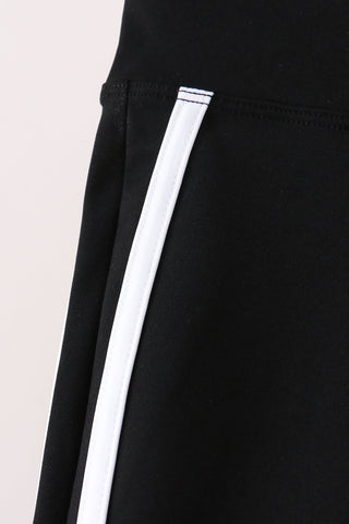 Black Flare Double Side Stripe Active Pants