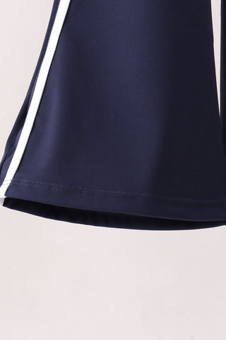 Navy Flare Double Side Stripe Active Pants