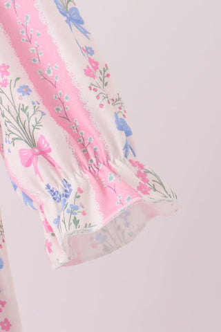 Pink Pearl Bow Floral Bubble