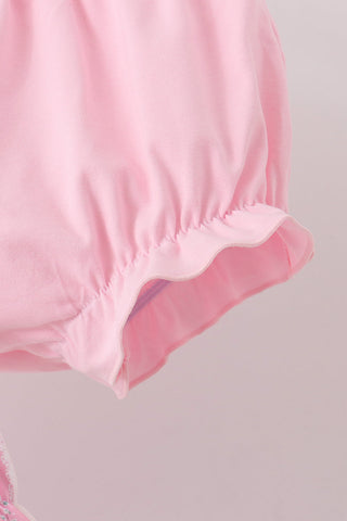 Pink Pearl Bow Floral Bloomer Set