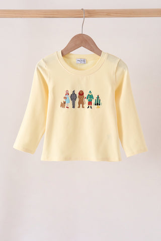 Beige character embroidery top