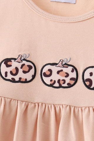 Leopard pumpkin applique pants set