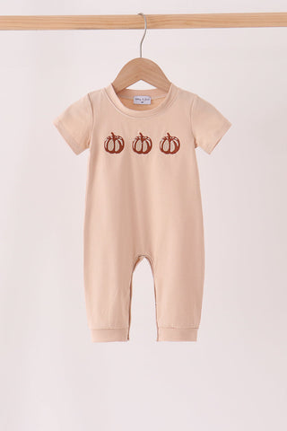 Leopard pumpkin embroidery romper