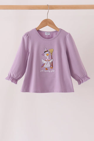 Purple goose embroidery top