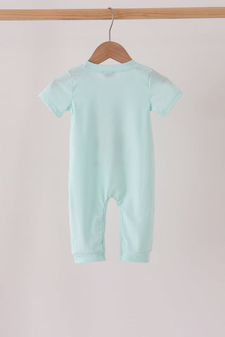 Blue goose embroidery romper